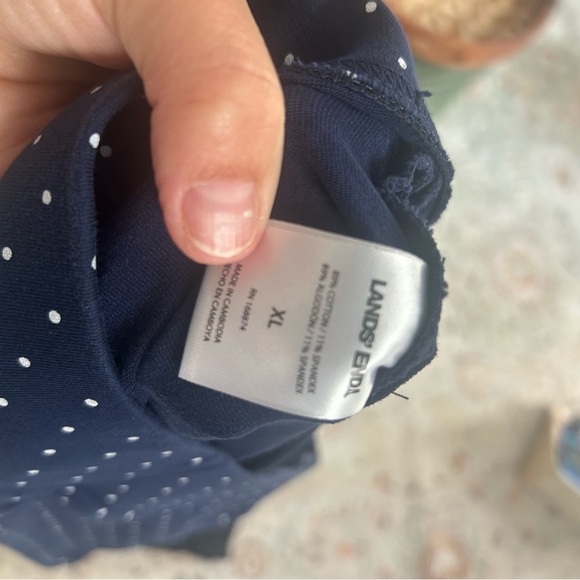 Lands' End Womens Shore Stretch Knit Capri Navy Polka Dot/ Black (2) Size XL - Picture 6 of 11